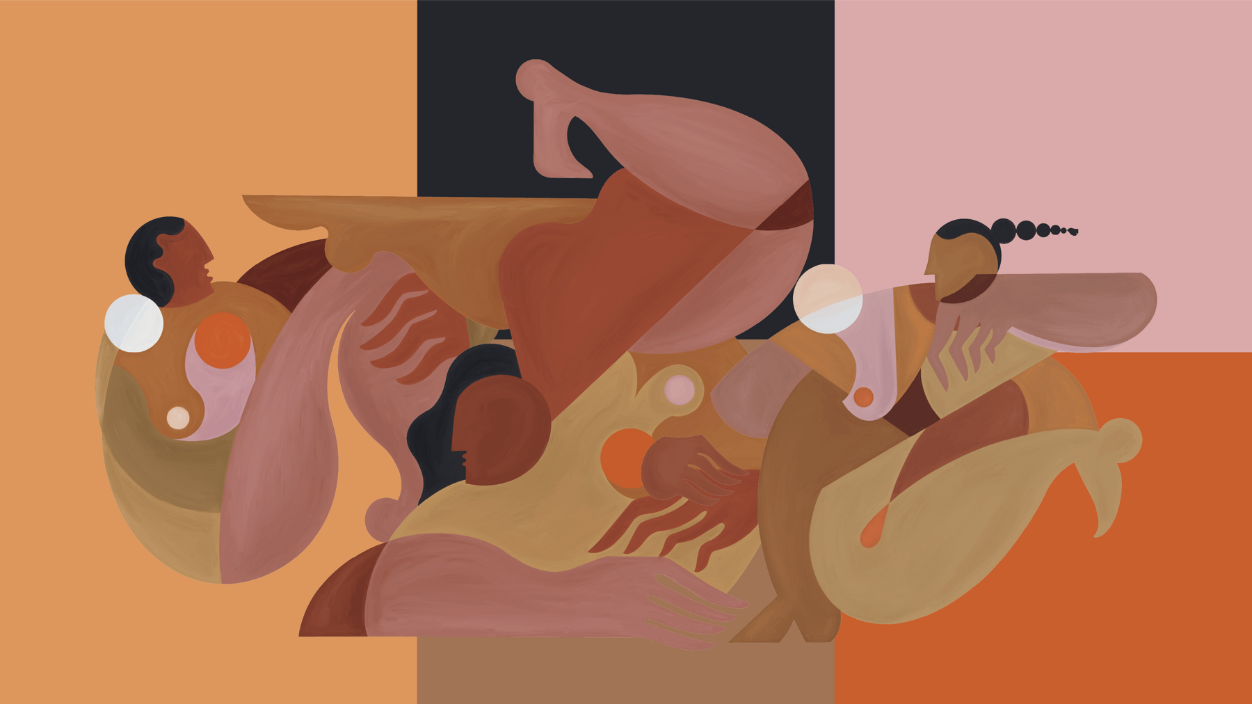 an abstracted figurative group